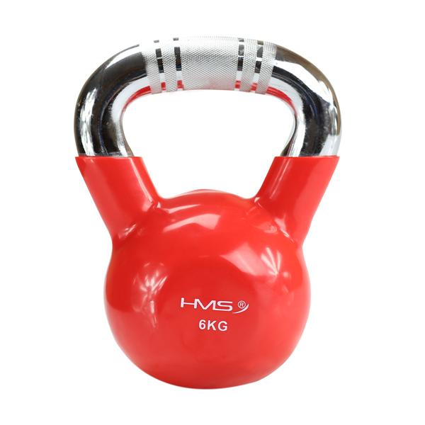 Kettlebell s chrómovaným úchopom HMS KTC06, 6 kg, červený