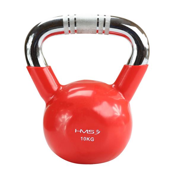 Kettlebell s chrómovaným úchopom HMS KTC10, 10 kg, červený